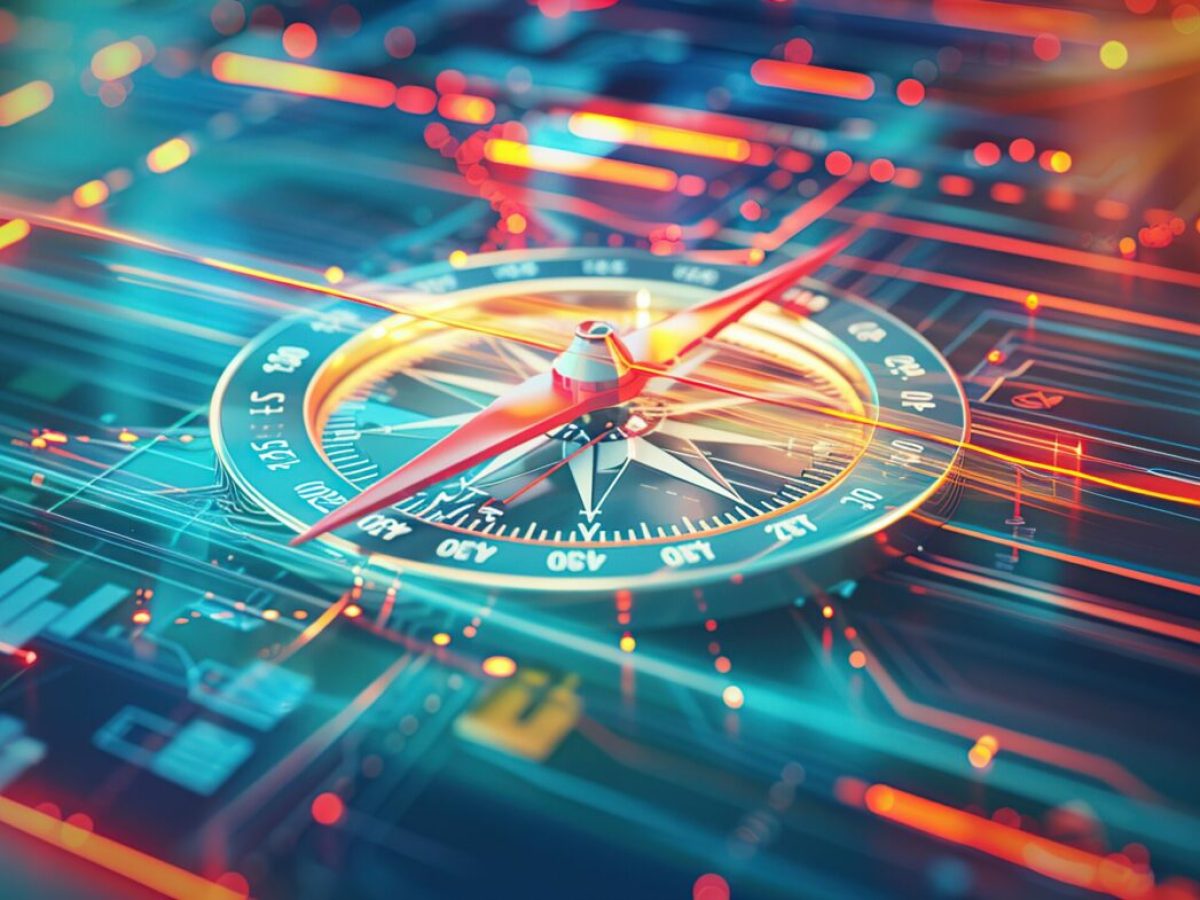 Business navigate recovery, Abstract, The compass navigate for businessmen to resume business